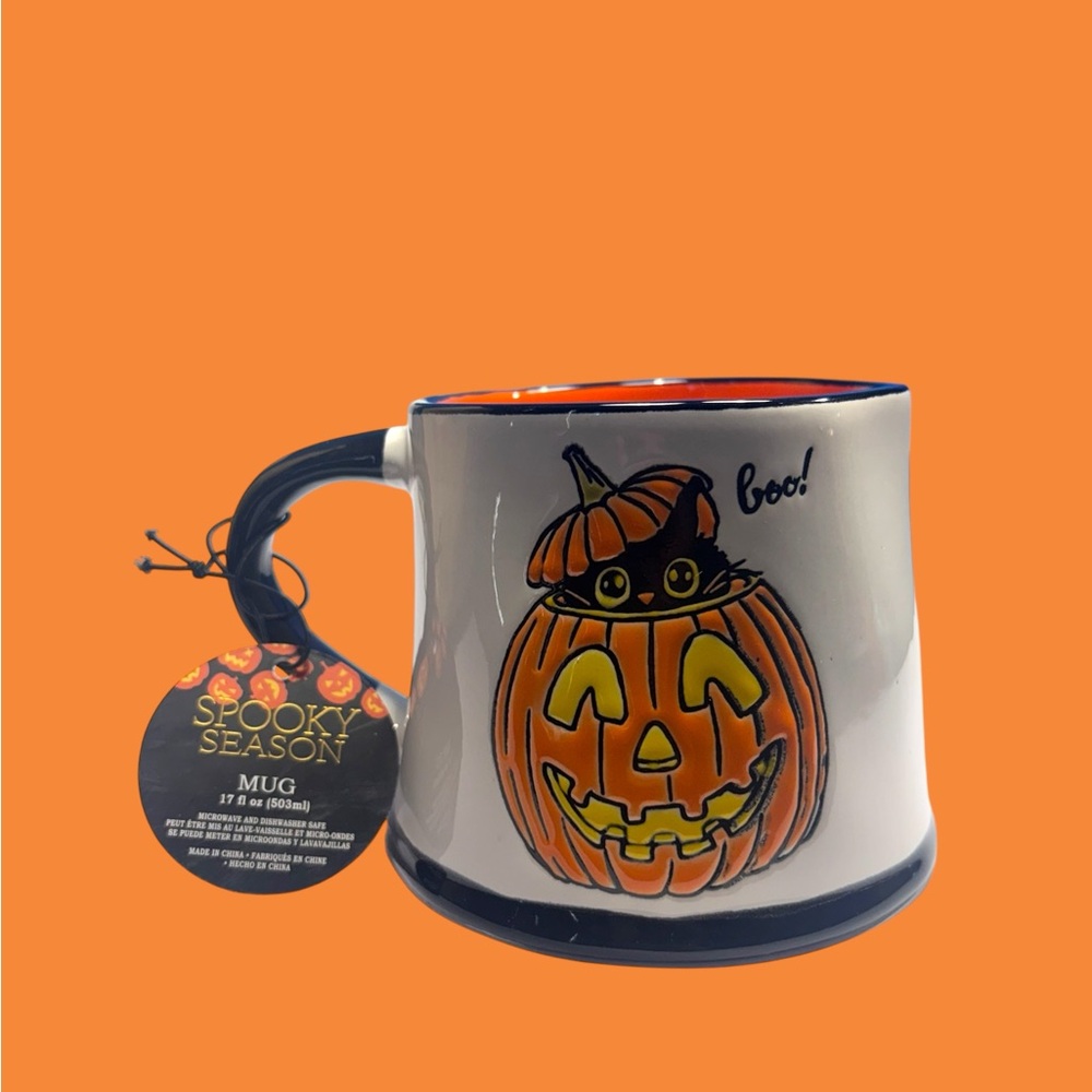 NWT Spooky Season Halloween Mug 17oz – Pumpkin Jack-O’-Lantern Cat Design - Picture 2 of 4